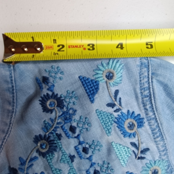 Driftwood Sundance Blue Embroidered Boho Chic Denim Shirt XS - Picture 12 of 14